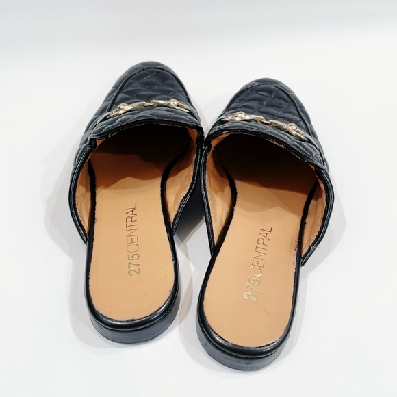 275 Central Quilted Leather Mule Loafers – Black Slip-On Slides (Style 779M) - Picture 3 of 8